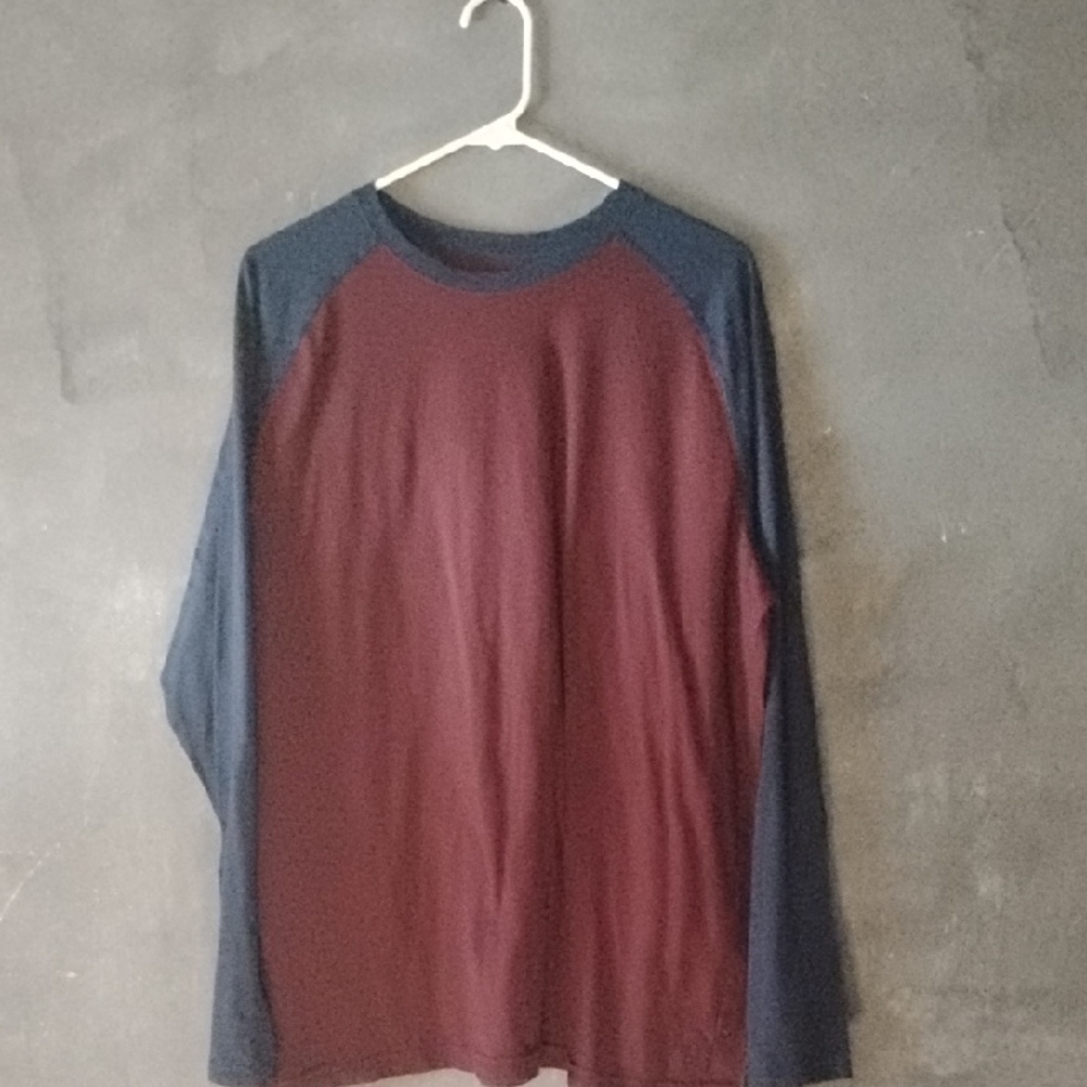 Burgundy and Navy Long Sleeve Shirt